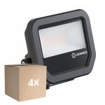 Mehrfachpackung 4x Ledvance Led-Scheinwerfer Aluminium Schwarz 8W 1200lm 100D - 840 Kaltweiß | IP66 - Symmetrisch