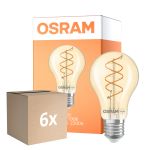 Mehrfachpackung 6x Osram Vintage 1906 LED Classic Slim E27 Birne Fadenlampe Gold 8W 806lm - 922 Extra Warmweiß | Höchste Farbwiedergabe - Dimmbar - Ersatz Für 60W