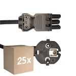 Mehrfachpackung 25x Noxion GST - Kompatibel Versorgungskabel Schwarz - Weiblich + Schuko Europlug - 3m - 3 pole 0.75mm2