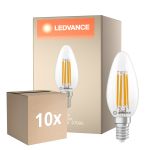 Mehrfachpackung 10x Ledvance Classic LED E14 Kerze Fadenlampe Klar 3.4W 470lm - 827 Extra Warmweiß | Dimmbar - Ersatz Für 40W