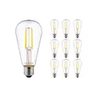 Mehrfachpackung 10x Noxion Lucent LED E27 Birne Fadenlampe Klar 4W 470lm - 827 Extra Warmweiß | Ersatz für 40W