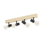 Eglo Deckenleuchte Townshend 3 Holz Stahl Schwarz | IP20 - Geeignet für 4x E27 